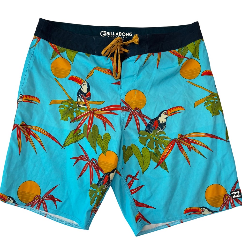 Billabong Board Shorts Mens 34 Blue Sundays Airlite Toucan Tropical Swim Trunks